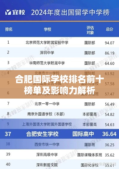 合肥国际学校排名前十榜单及影响力解析