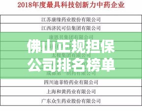 佛山正规担保公司排名榜单揭晓！权威榜单助你了解行业佼佼者