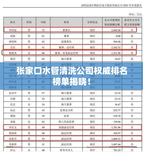 张家口水管清洗公司权威排名榜单揭晓！