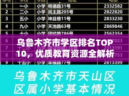 乌鲁木齐市学区排名TOP10，优质教育资源全解析