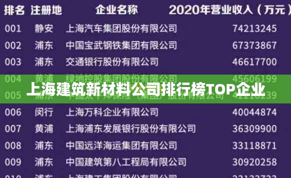 上海建筑新材料公司排行榜TOP企业