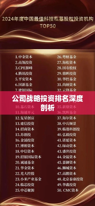 公司战略投资排名深度剖析