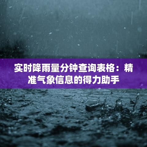 实时降雨量分钟查询表格：精准气象信息的得力助手