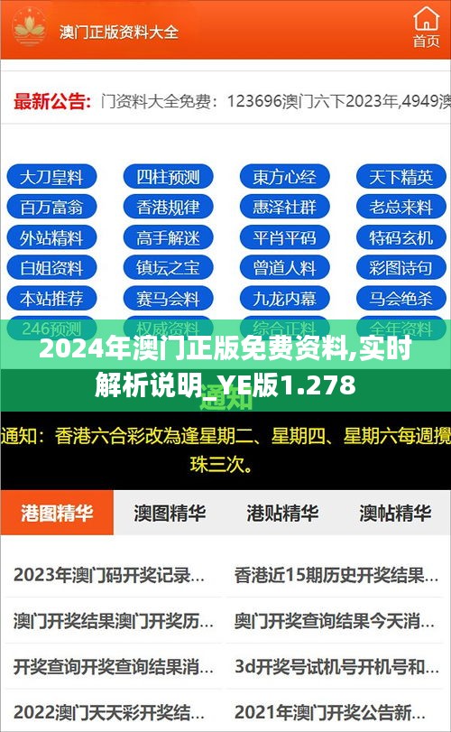 2024年澳门正版免费资料,实时解析说明_YE版1.278