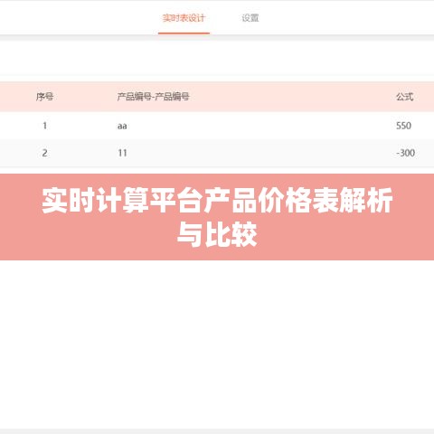实时计算平台产品价格表解析与比较
