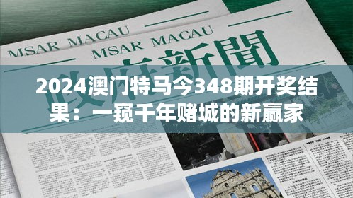 2024澳门特马今348期开奖结果：一窥千年赌城的新赢家