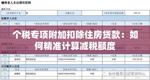 个税专项附加扣除住房贷款：如何精准计算减税额度