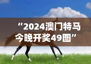 “2024澳门特马今晚开奖49图”：49张图片揭示澳门特马的精彩瞬间