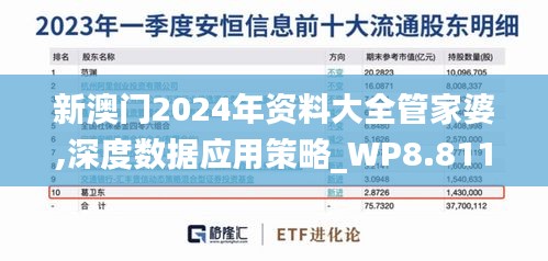 新澳门2024年资料大全管家婆,深度数据应用策略_WP8.811