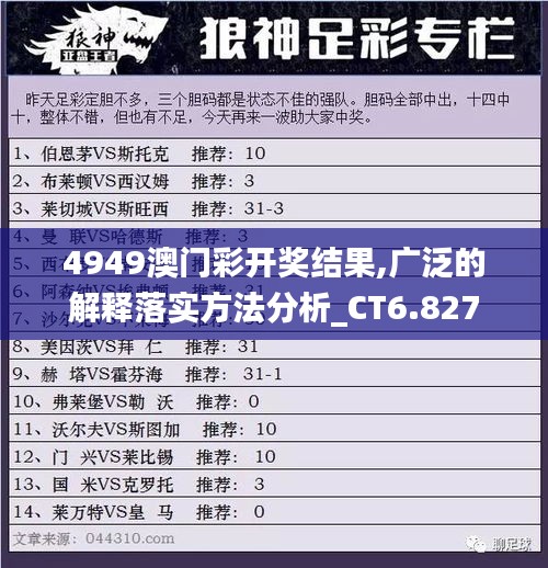 4949澳门彩开奖结果,广泛的解释落实方法分析_CT6.827