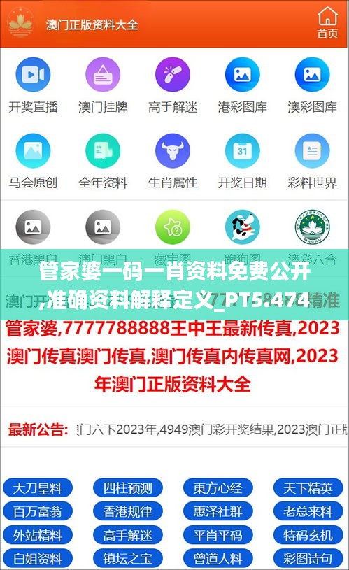 管家婆一码一肖资料免费公开,准确资料解释定义_PT5.474