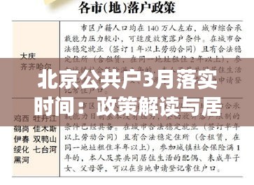 北京公共户3月落实时间：政策解读与居民影响分析