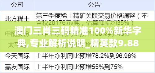 澳门三肖三码精准100%新华字典,专业解析说明_精英款9.888