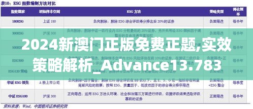 2024新澳门正版免费正题,实效策略解析_Advance13.783