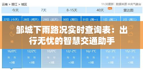 邹城下雨路况实时查询表：出行无忧的智慧交通助手