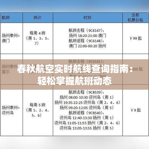 春秋航空实时航线查询指南：轻松掌握航班动态