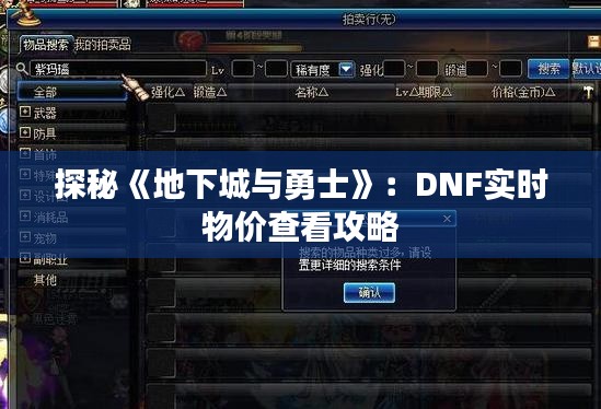 探秘《地下城与勇士》：DNF实时物价查看攻略