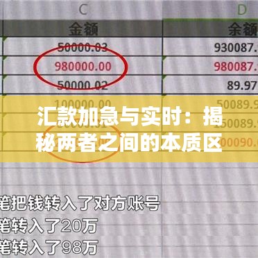 汇款加急与实时：揭秘两者之间的本质区别