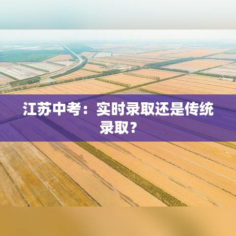 江苏中考：实时录取还是传统录取？