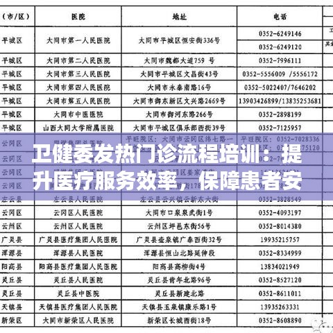 卫健委发热门诊流程培训：提升医疗服务效率，保障患者安全