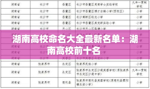 湖南高校命名大全最新名单：湖南高校前十名 