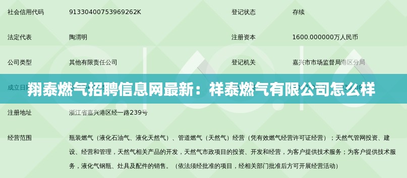 翔泰燃气招聘信息网最新：祥泰燃气有限公司怎么样 