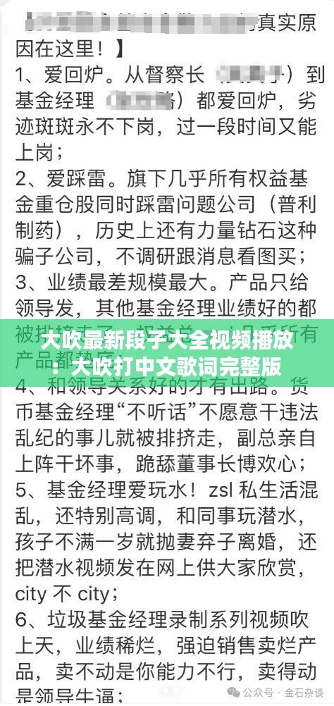 大吹最新段子大全视频播放：大吹打中文歌词完整版 