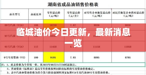 临城油价今日更新，最新消息一览