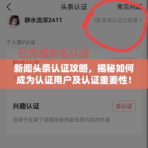 新闻头条认证攻略，揭秘如何成为认证用户及认证重要性！