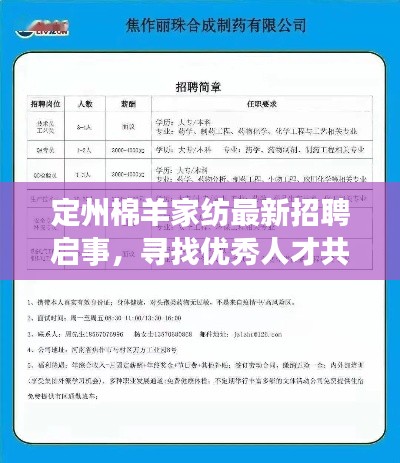 定州棉羊家纺最新招聘启事，寻找优秀人才共创辉煌