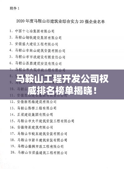 马鞍山工程开发公司权威排名榜单揭晓！