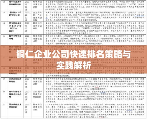 铜仁企业公司快速排名策略与实践解析