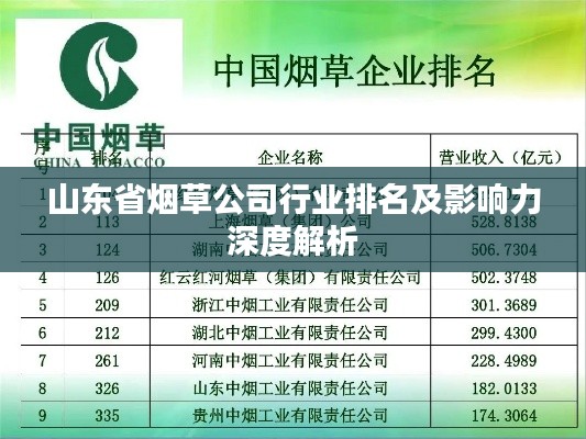 山东省烟草公司行业排名及影响力深度解析