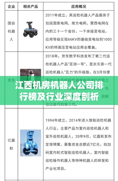 江西机房机器人公司排行榜及行业深度剖析