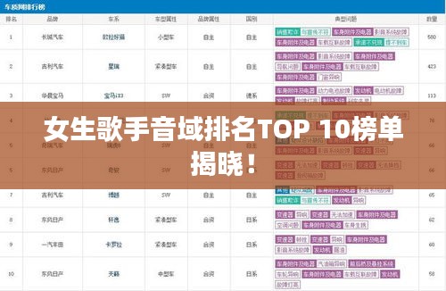 女生歌手音域排名TOP 10榜单揭晓！