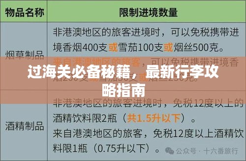 过海关必备秘籍，最新行李攻略指南