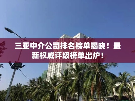 三亚中介公司排名榜单揭晓！最新权威评级榜单出炉！