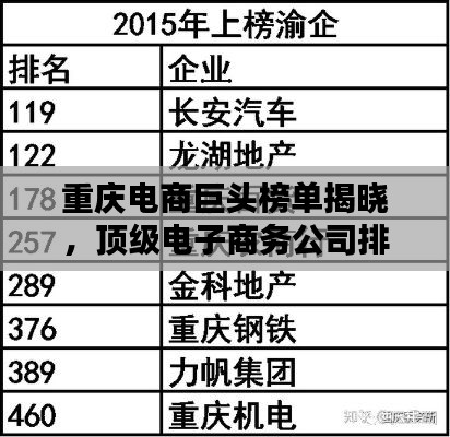 重庆电商巨头榜单揭晓，顶级电子商务公司排名榜单！