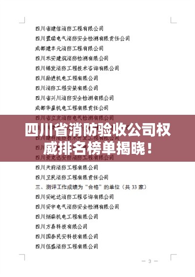 四川省消防验收公司权威排名榜单揭晓！