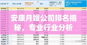 安康月嫂公司排名揭秘，专业行业分析与推荐