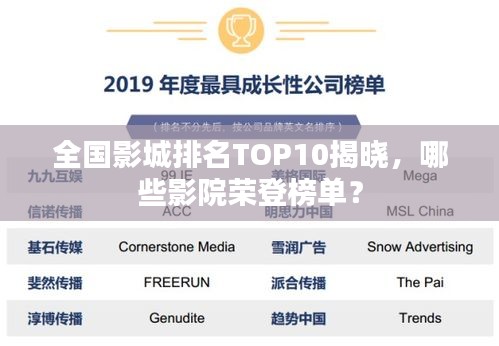 全国影城排名TOP10揭晓，哪些影院荣登榜单？