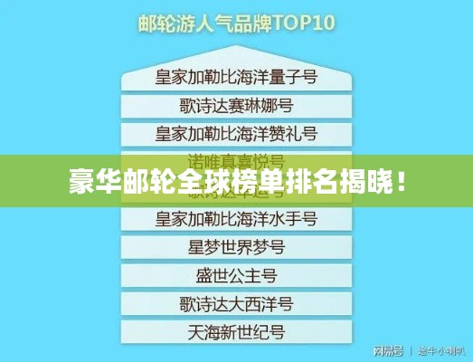 豪华邮轮全球榜单排名揭晓！