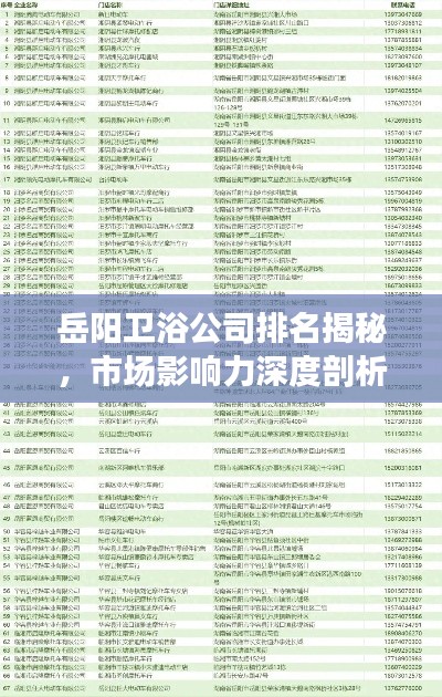 岳阳卫浴公司排名揭秘，市场影响力深度剖析